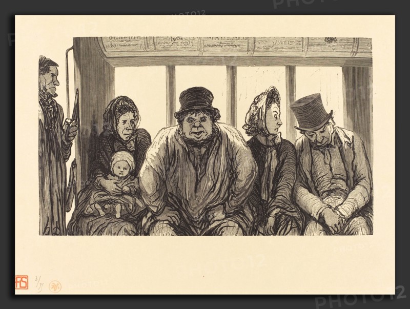 Charles Maurand after Honoré Daumier (French, active 1863-1881), Interieur d'un omnibus, 1864, wood engraving