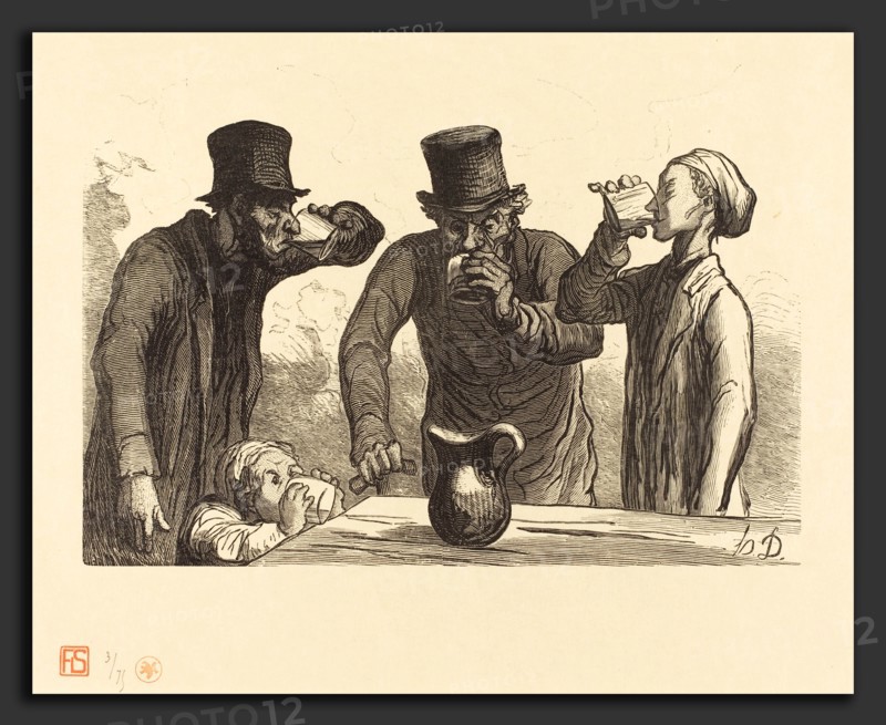 Charles Maurand after Honoré Daumier (French, active 1863-1881), Physiologie du Buveur: ls quatre ages, 1862, wood engraving