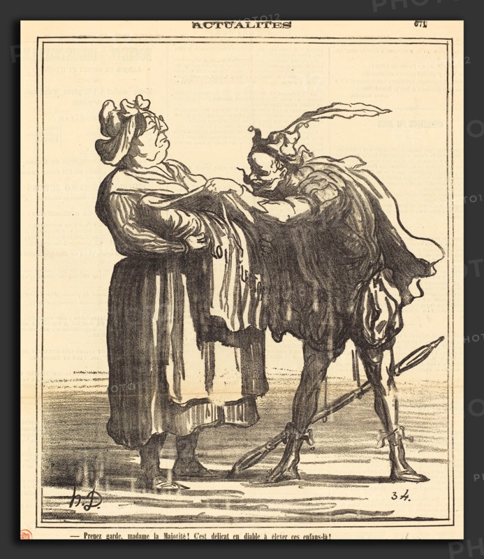 Honoré Daumier (French, 1808 - 1879), Prenez garde, madame la Majorité!, 1871, gillotype on newsprint