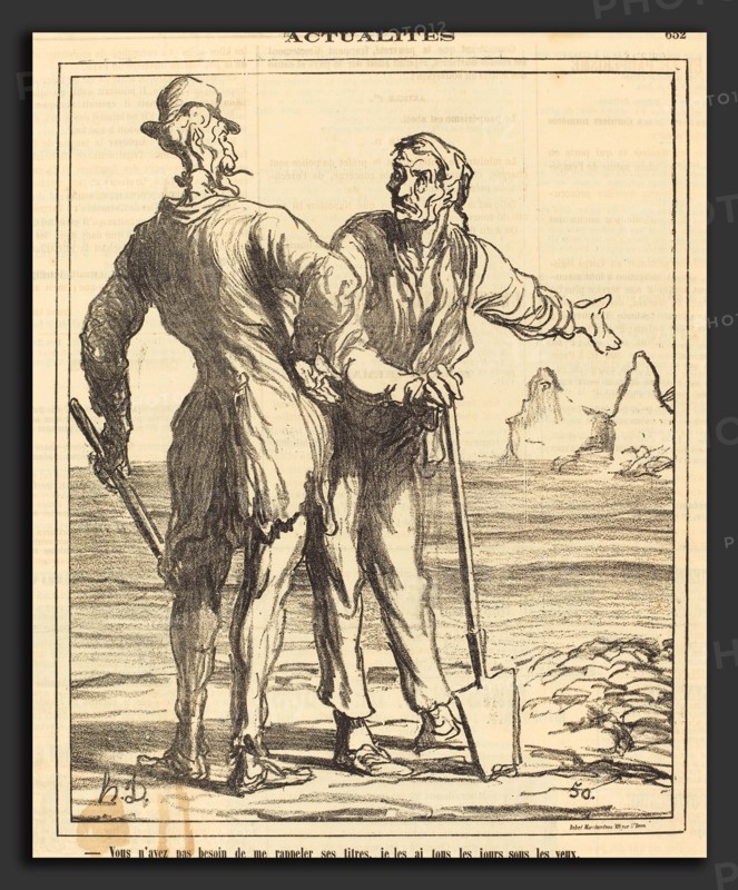 Honoré Daumier (French, 1808 - 1879), Vous n'avez pas besoin de me rappeler ses titres, 1871, gillotype on newsprint