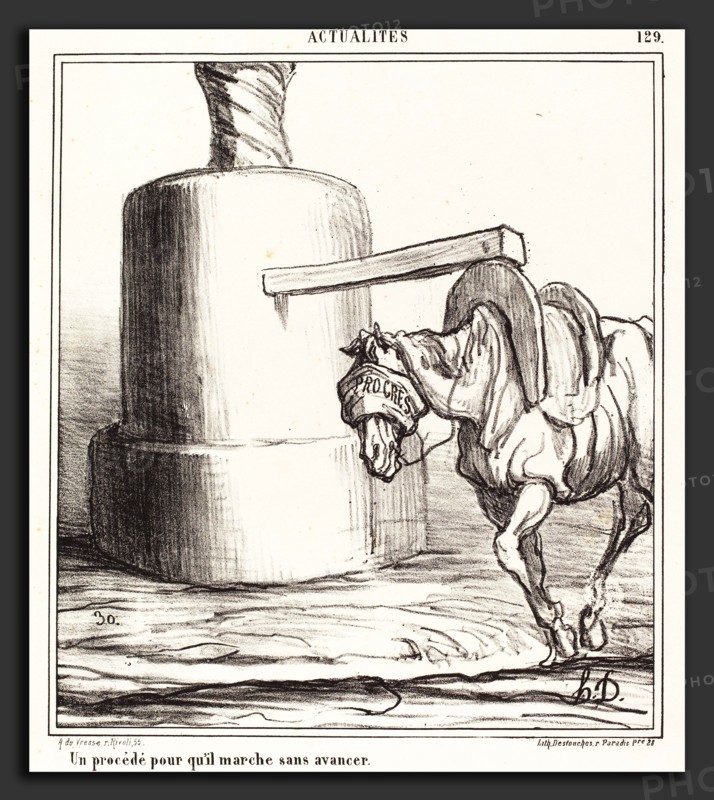 Honoré Daumier (French, 1808 - 1879), Un procédé pour qu'il marche sans avancer, 1868, lithograph