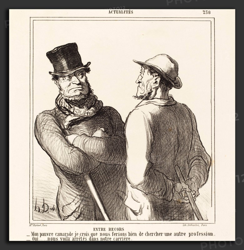 Honoré Daumier (French, 1808 - 1879), Entre recors, 1865, lithograph