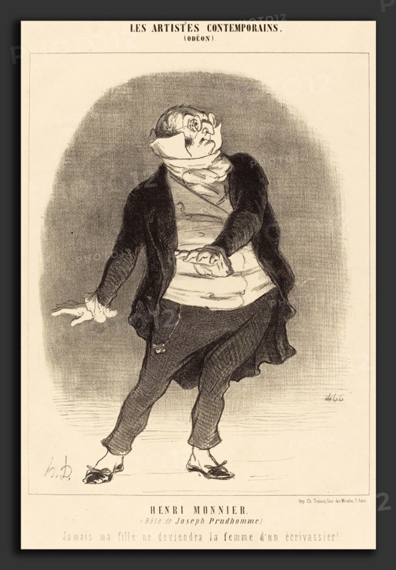 Honoré Daumier (French, 1808 - 1879), Henri Monnier (RÃ´le de Joseph Prudhomme), 1852, lithograph