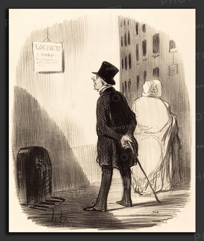 Honoré Daumier (French, 1808 - 1879), Tiens, voilÃ  un écriteau que ma femme a passé, 1848, lithograph