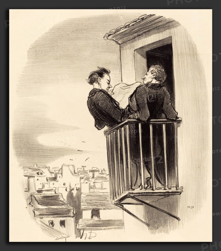 Honoré Daumier (French, 1808 - 1879), Comment on comprend le balcon Espagnol a Paris, 1847, lithograph
