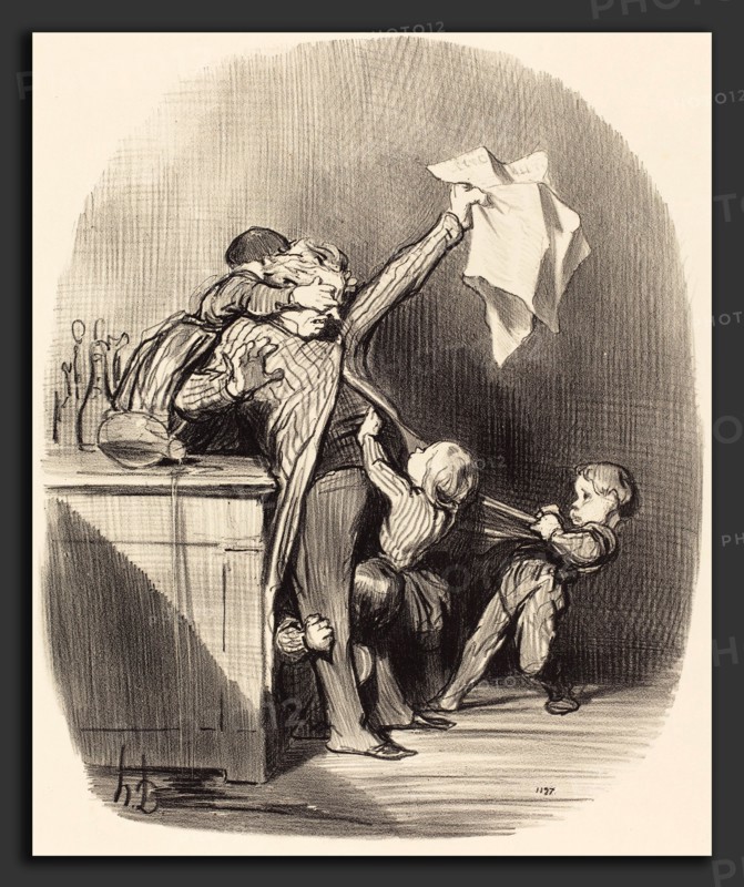 Honoré Daumier (French, 1808 - 1879), Plaisirs de la paternité, 1847, lithograph