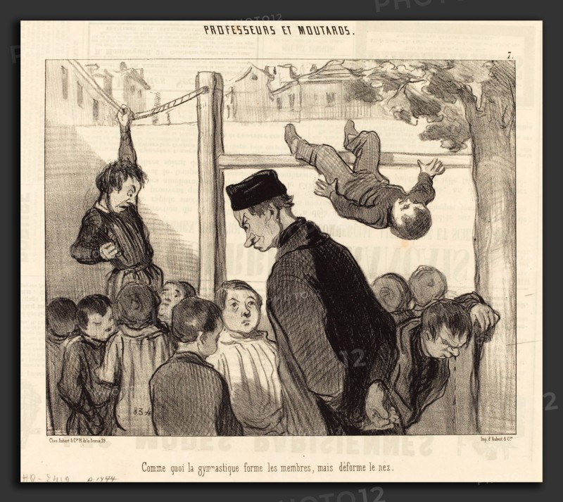 Honoré Daumier (French, 1808 - 1879), Comme quoi la gymnastique forme les membres, 1845, lithograph on newsprint