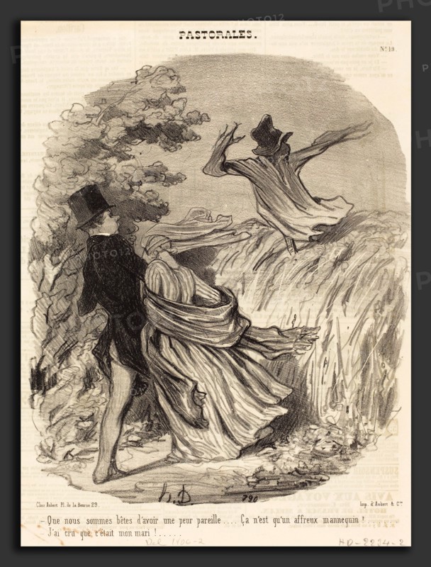 Honoré Daumier (French, 1808 - 1879), Que nous sommes bÃªtes d'avoir une peur pareille, 1845, lithograph on newsprint