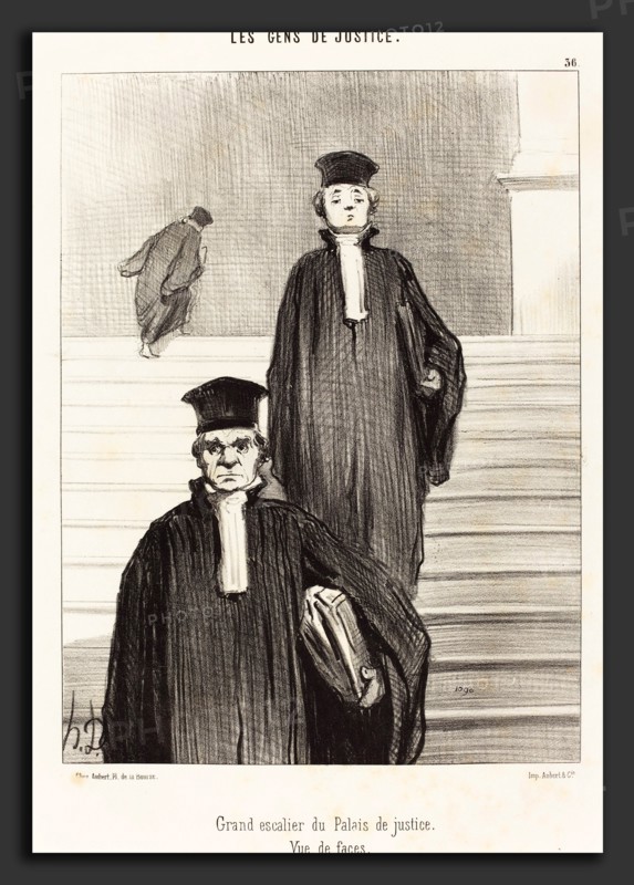 Honoré Daumier (French, 1808 - 1879), Grand escalier du Palais de justice.  Vue de face, 1848, lithograph