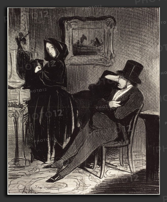 Honoré Daumier (French, 1808 - 1879), Plus souvent que je te conduirai au bal, 1845, lithograph