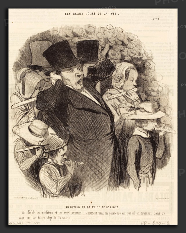 Honoré Daumier (French, 1808 - 1879), Le Retour de la foire de Saint-Cloud, 1845, lithograph on newsprint
