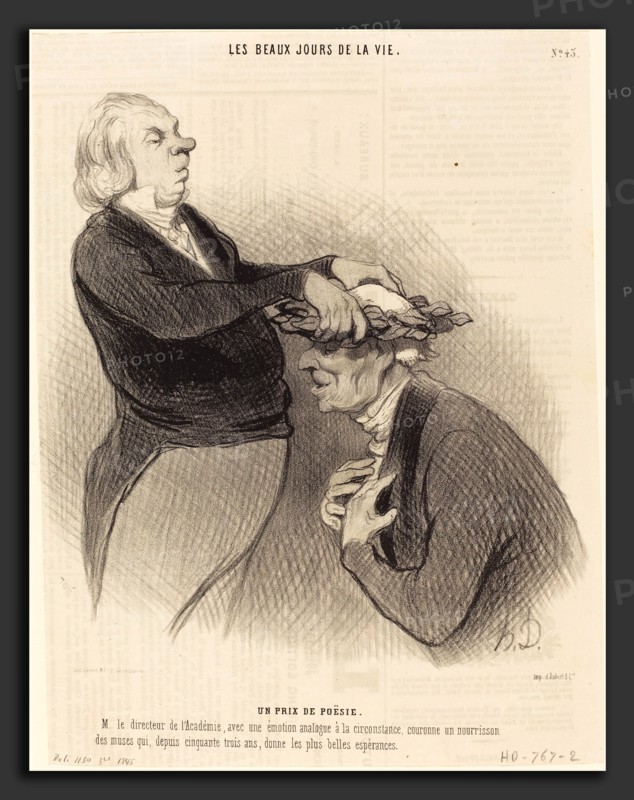 Honoré Daumier (French, 1808 - 1879), Un Prix de poésie, 1845, lithograph on newsprint