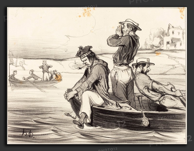 Honoré Daumier (French, 1808 - 1879), Une Rencontre en pleine eau, 1843, lithograph