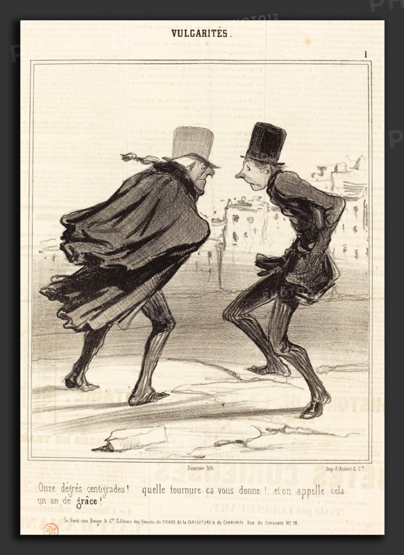 Honoré Daumier (French, 1808 - 1879), Onze degrés centigrades!, 1841, lithograph on newsprint