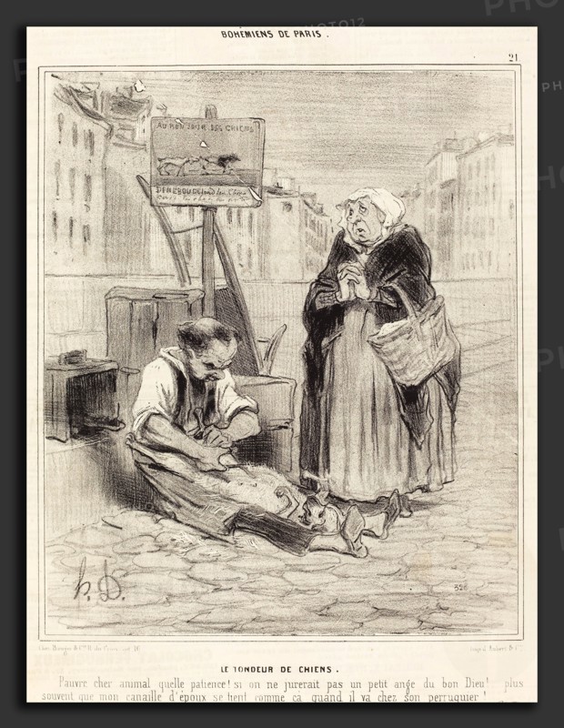 Honoré Daumier (French, 1808 - 1879), Le Tondeur de chiens, 1842, lithograph on newsprint