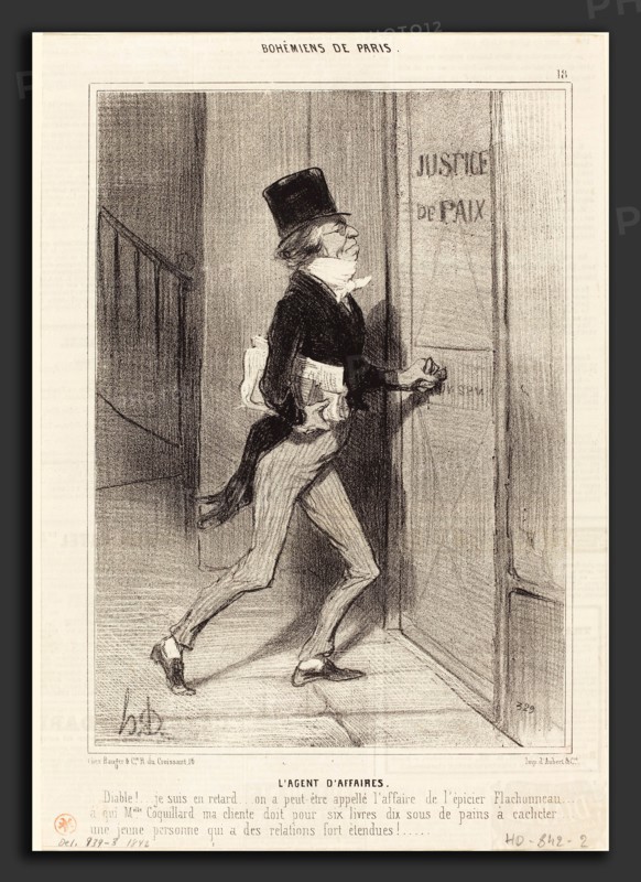 Honoré Daumier (French, 1808 - 1879), L'Agent d'affaires, 1842, lithograph on newsprint