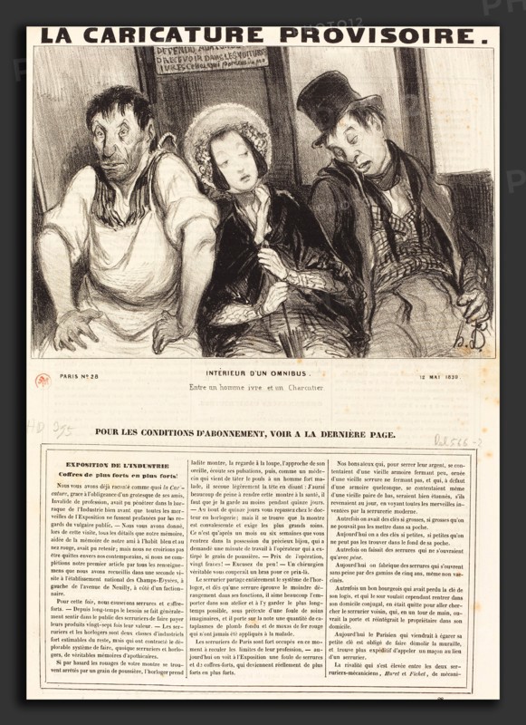 Honoré Daumier (French, 1808 - 1879), Intérieur d'un omnibus, 1839, lithograph on newsprint