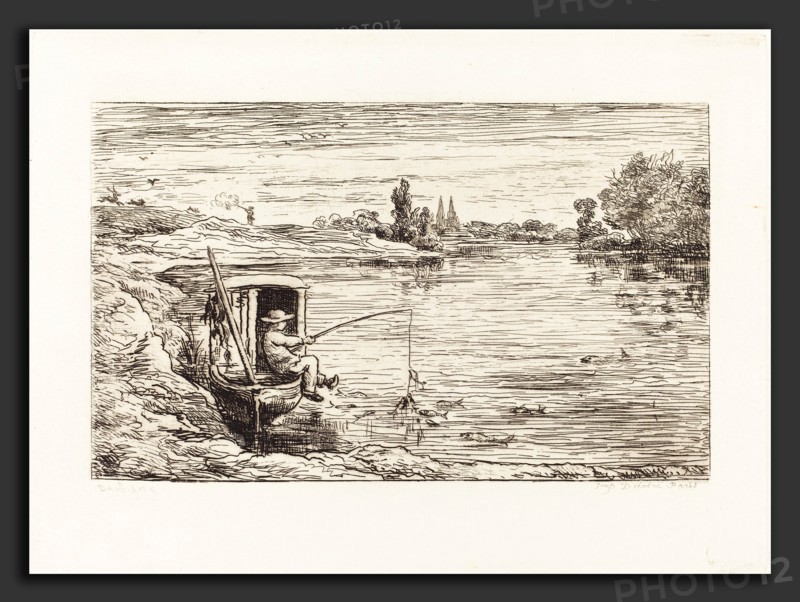 Charles-FranÃ§ois Daubigny (French, 1817 - 1878), Cabin Boy Fishing (Le Mousse a la peche), 1862, etching