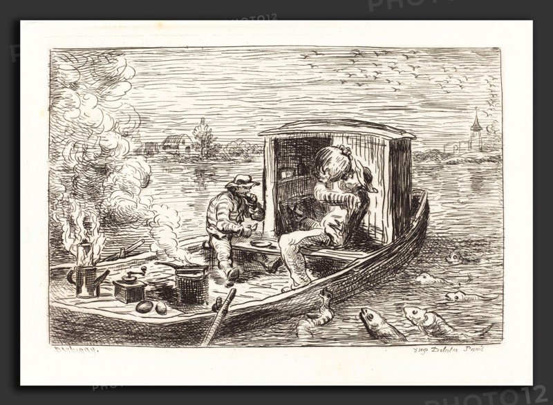Charles-FranÃ§ois Daubigny (French, 1817 - 1878), Going Down Stream (Avallant), 1862, etching