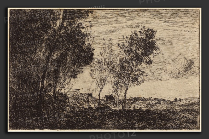 Jean-Baptiste-Camille Corot (French, 1796 - 1875), In the Dunes: Souvenir of The Hague  (Dans les dunes: Souvenir du bois de La Haye), 1869, etching