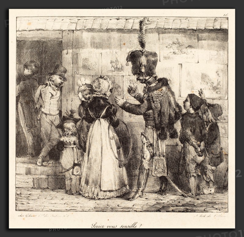 Nicolas-Toussaint Charlet (French, 1792 - 1845), Seriez vous sensible?, 1823, lithograph