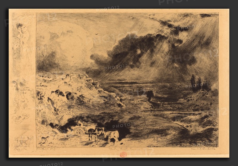 Félix-Hilaire Buhot (French, 1847 - 1898), L'Orage (The Storm), 1879, drypoint and roulette with isolated areas of etching and possibly salt lift in black on cream laid paper