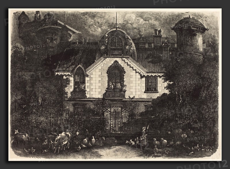 Rodolphe Bresdin (French, 1822 - 1885), The Haunted House, 1871, lithograph