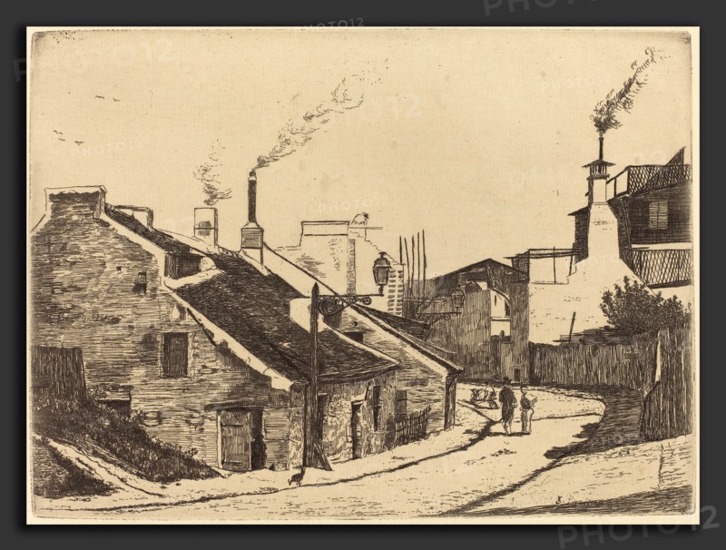 FranÃ§ois Bonvin (French, 1817 - 1887), Rue du Champ de l'Alouette, 1861, etching on laid paper