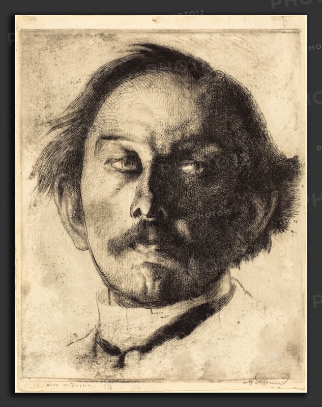 Albert Besnard, Jules Destrée, French, 1849 - 1934, 1917, etching and drypoint in black touched with blue-black ink on white laid paper