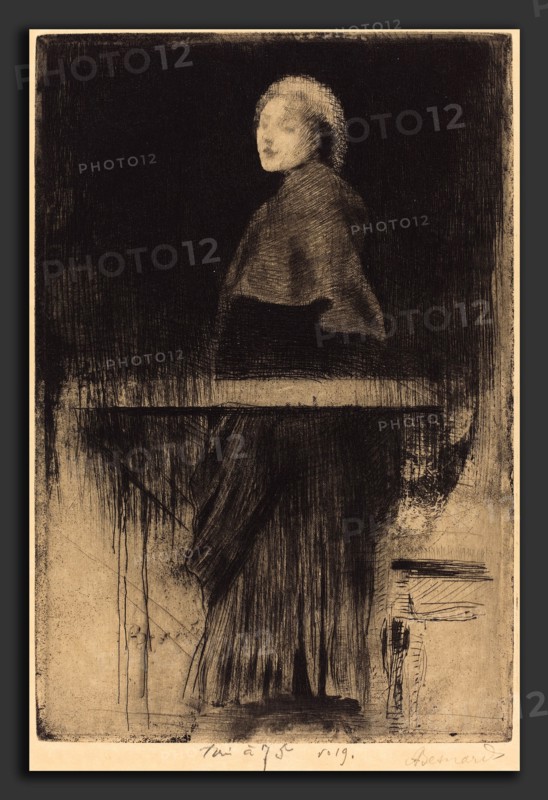 Albert Besnard (French, 1849 - 1934), Woman with a Cape (La Femme Ã  la Pelerine), 1889, etching, drypoint, and roulette in black on imitation vellum paper
