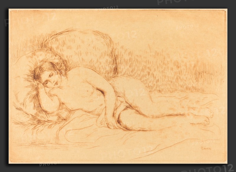 Auguste Renoir, Woman Reclining (Femme couchee), French, 1841 - 1919, 1906, color etching on japan paper