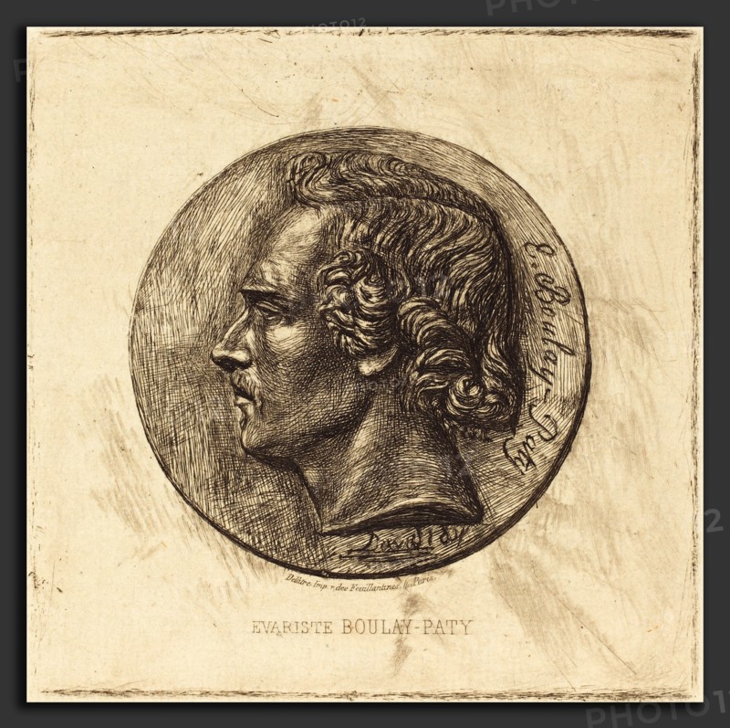 Charles Meryon (French, 1821 - 1868), Evariste Boulay-Paty; A Poet (From a Bronze by David d'Angers), 1861, etching