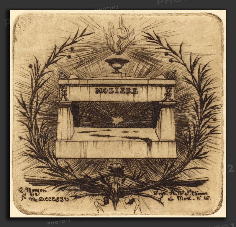 Charles Meryon (French, 1821 - 1868), Le tombeau de MoliÃ¨re, au PÃ¨re-Lachaise, Paris (Moliere's Tomb, in PÃ¨re-Lachaise Cemetary, Paris), 1854, etching