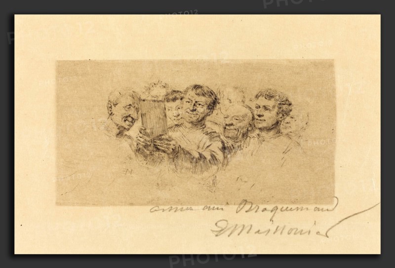 Jean-Louis-Ernest Meissonier (French, 1815 - 1891), Les Amateurs, drypoint on wove paper