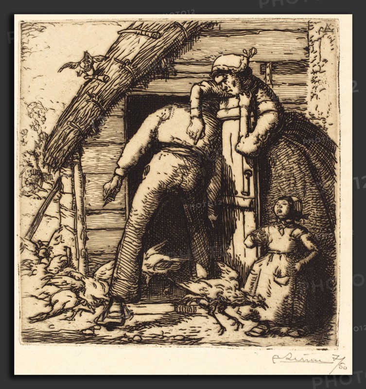 Auguste LepÃ¨re, The Poulterer, Vendee (Le Poulailler, Vendee), French, 1849 - 1918, 1908, etching
