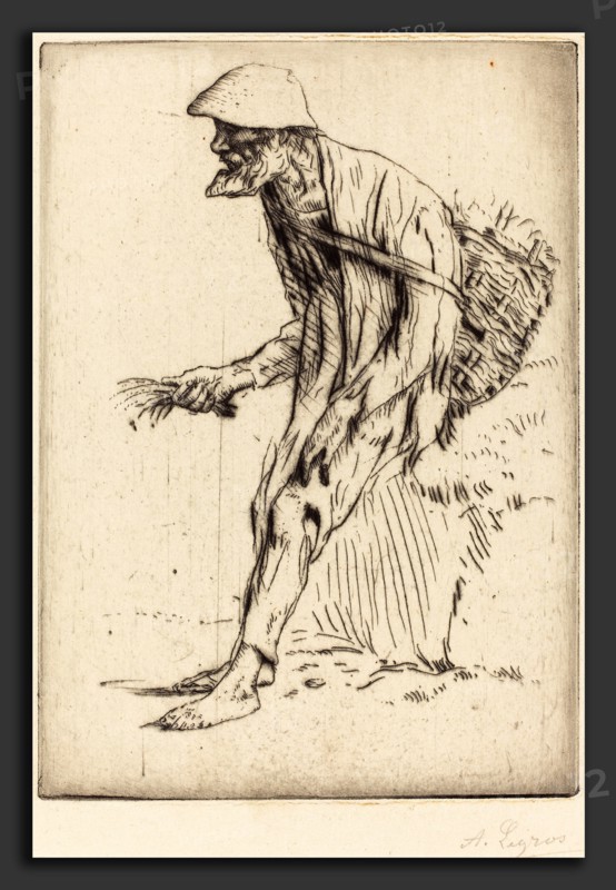 Alphonse Legros, Chickweed Merchant (Marchand de mouron), French, 1837 - 1911, etching? and drypoint