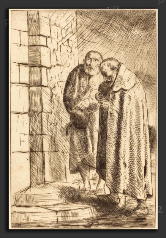 Alphonse Legros, Saint Peter and Saint Paul in the Door of M. Richard (St. Pierre et St. Paul a la porte de M. Richard, French, 1837 - 1911, etching
