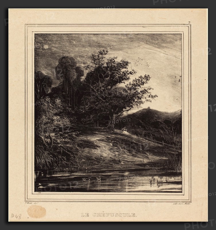 Paul Huet (French, 1803 - 1869), Le Crépuscule, 1829, lithograph on wove paper