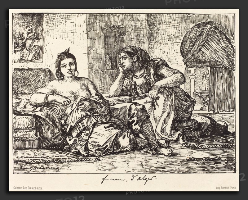 EugÃ¨ne Delacroix (French, 1798 - 1863), Femmes d'Alger, 1833, lithograph on laid japan paper