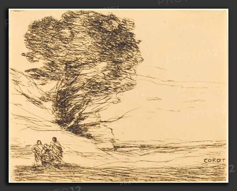 Jean-Baptiste-Camille Corot (French, 1796 - 1875), Souvenir of Antibes (Souvenir d'Antibes), 1874, cliche-verre