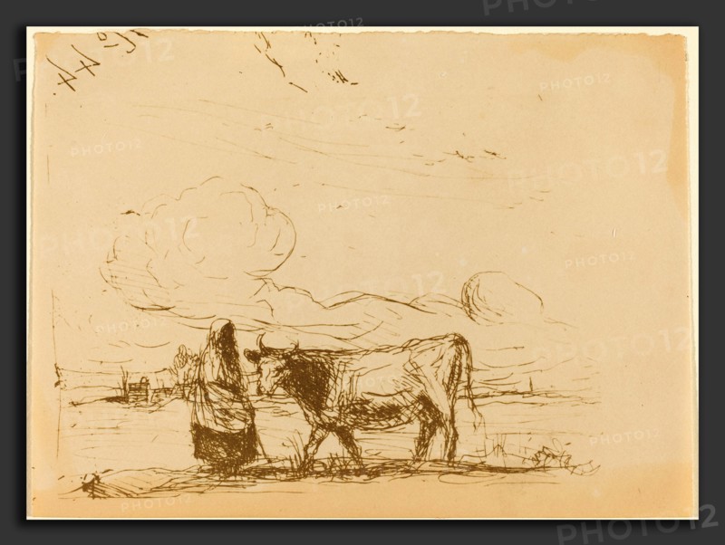Jean-Baptiste-Camille Corot (French, 1796 - 1875), Cow and Its Keeper (La Vache et sa gardienne), 1860, cliche-verre