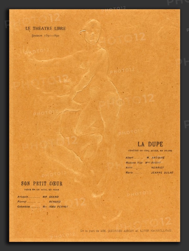 Alexandre Charpentier (French, 1856 - 1909), La Dupe; Son petit coeur, 1891, embossing (gaufrage) on brown wove paper