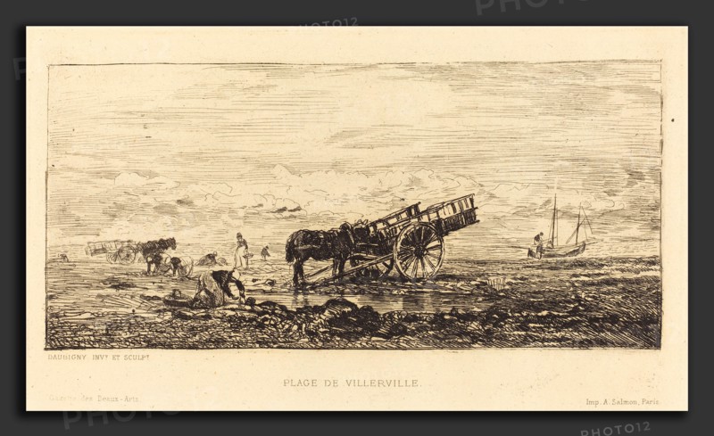Charles-FranÃ§ois Daubigny (French, 1817 - 1878), Beach at Villerville (Plage de Villerville), etching