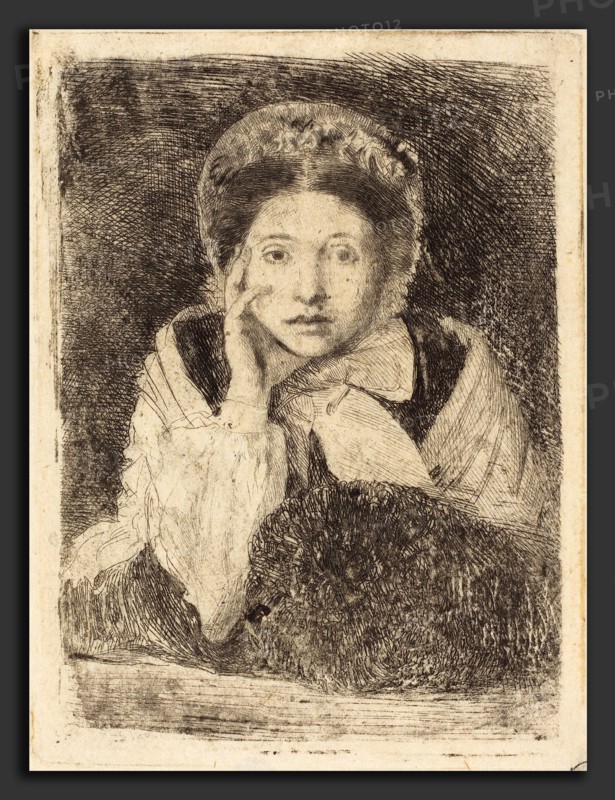Edgar Degas (French, 1834 - 1917), Marguerite De Gas, the Artist's Sister (Marguerite De Gas, soeur de l'artiste), c. 1862-1865, etching on oriental paper