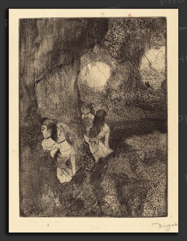 Edgar Degas (French, 1834 - 1917), Dancers in the Wings (Danseuses dans la coulisse), c. 1877, etching, aquatint, and drypoint