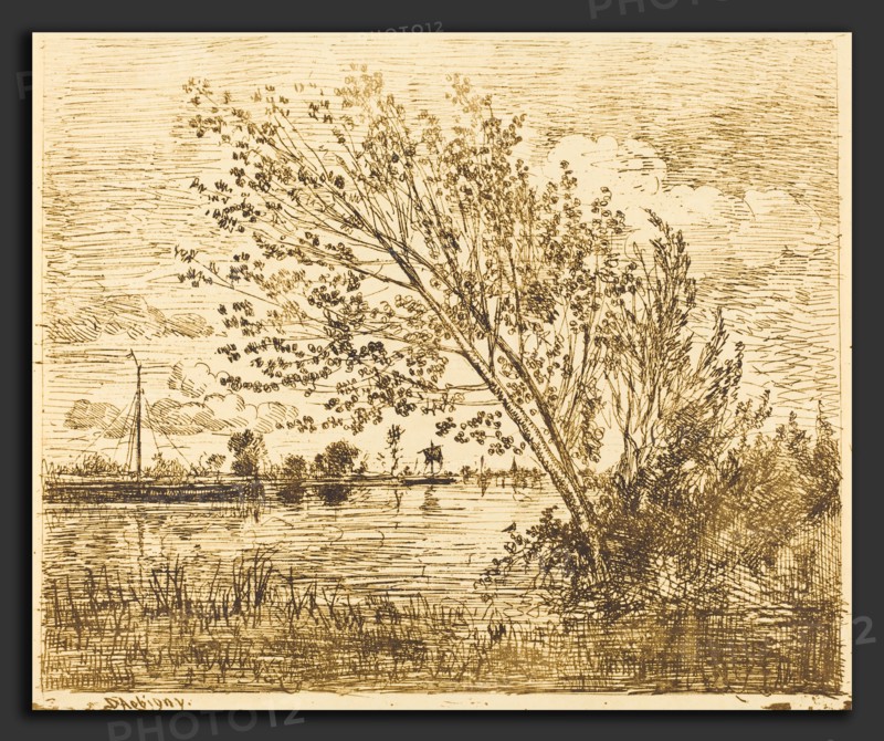 Charles-FranÃ§ois Daubigny (French, 1817 - 1878), Stand of Alders (Le Bouquet d'aunes), 1862, cliche-verre