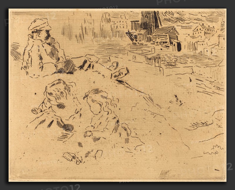 Félix-Hilaire Buhot (French, 1847 - 1898), Croquis de'Enfants (Sketches of Children), etching and drypoint on laid paper