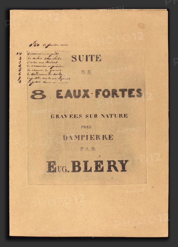 EugÃ¨ne Bléry (French, 1805 - 1887), 8 Eaux-Fortes Gravées sur Nature, published 1849, portfolio of 8 etchings on chine collé