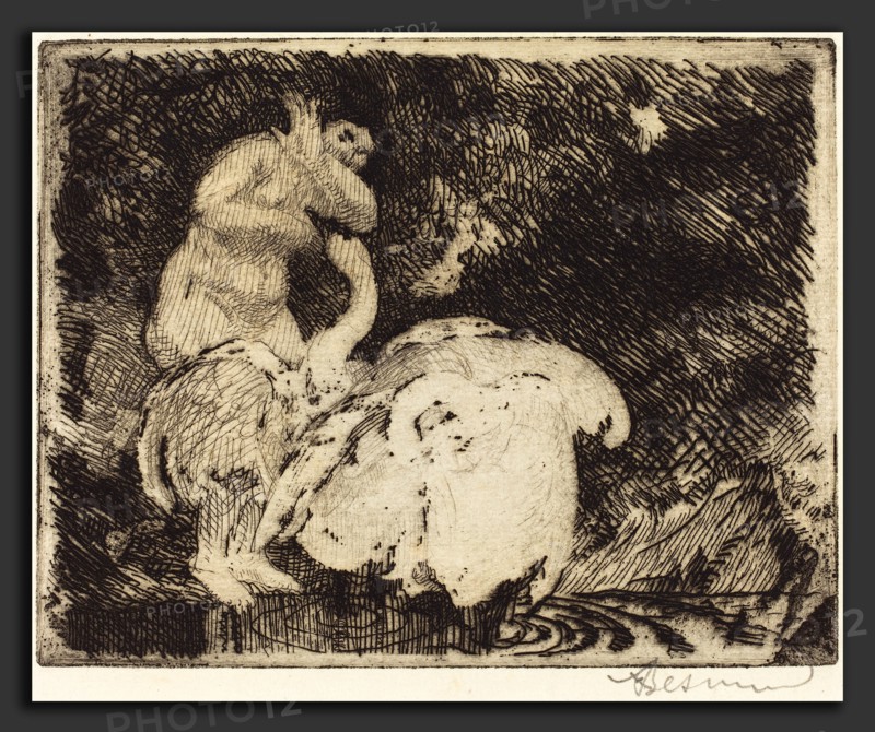 Albert Besnard, Leda Bathing (Léda au bain), French, 1849 - 1934, 1913, etching in black on laid paper