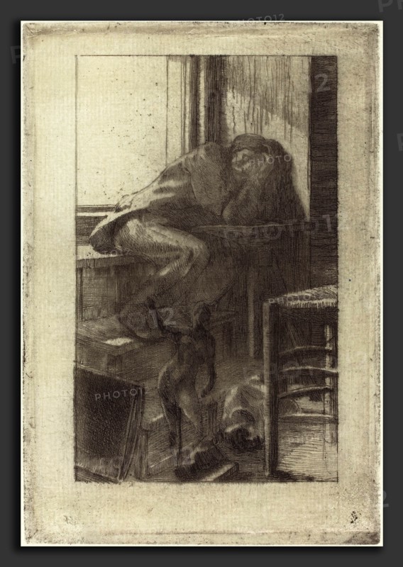 Albert Besnard (French, 1849 - 1934), The Roman Studio (L'Atelier de Rome), 1885, etching and aquatint on green laid paper